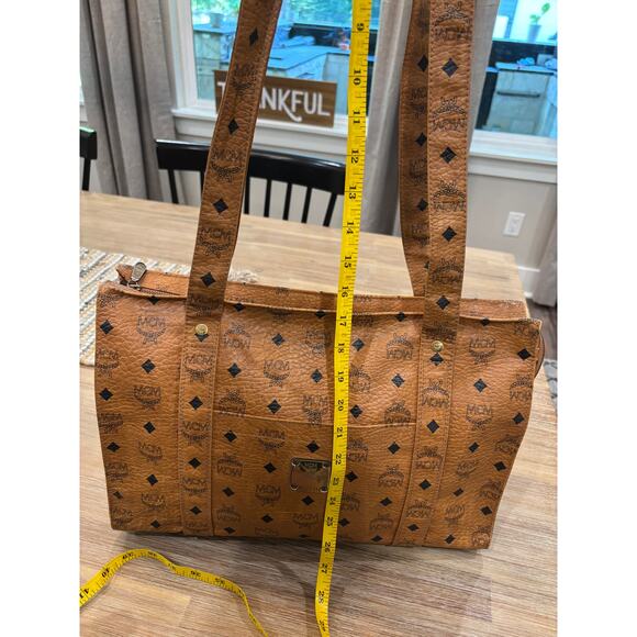 MCM Vintage Visetos Monogram Cognac Large Shoulder Bag - Picture 8 of 11